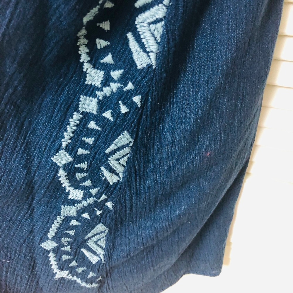 Rip Curl Halter Dress Surf Beach Navy Gauze Embroidered Resort Coastal Womens M - Picture 5 of 8
